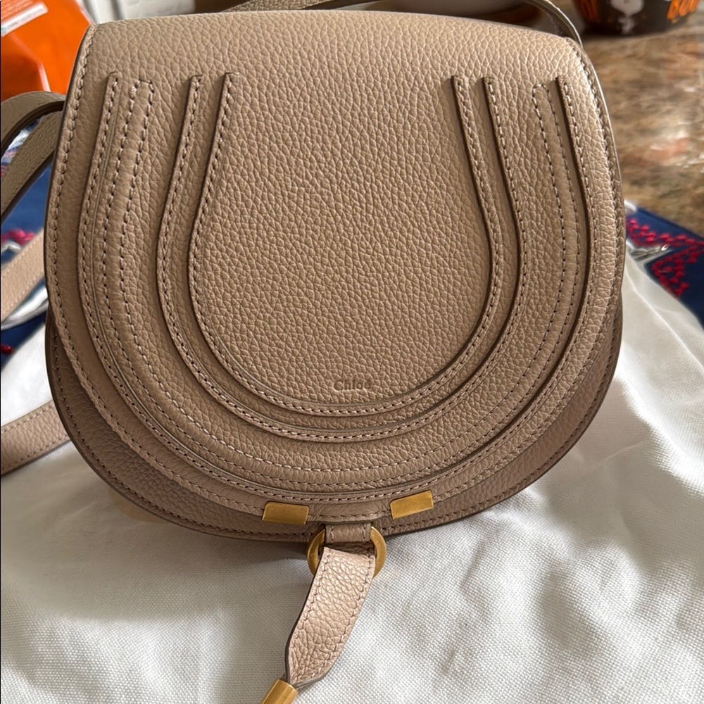 Chloe Crossbody Bag in Taupe Beige with Gold Hardware - Picture 6 of 12